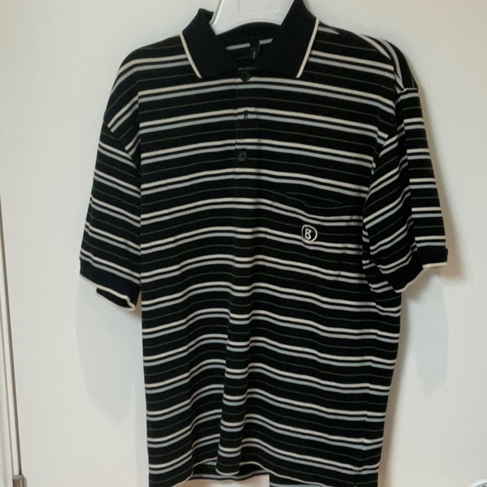 Bogner blue and white golf shirt size large